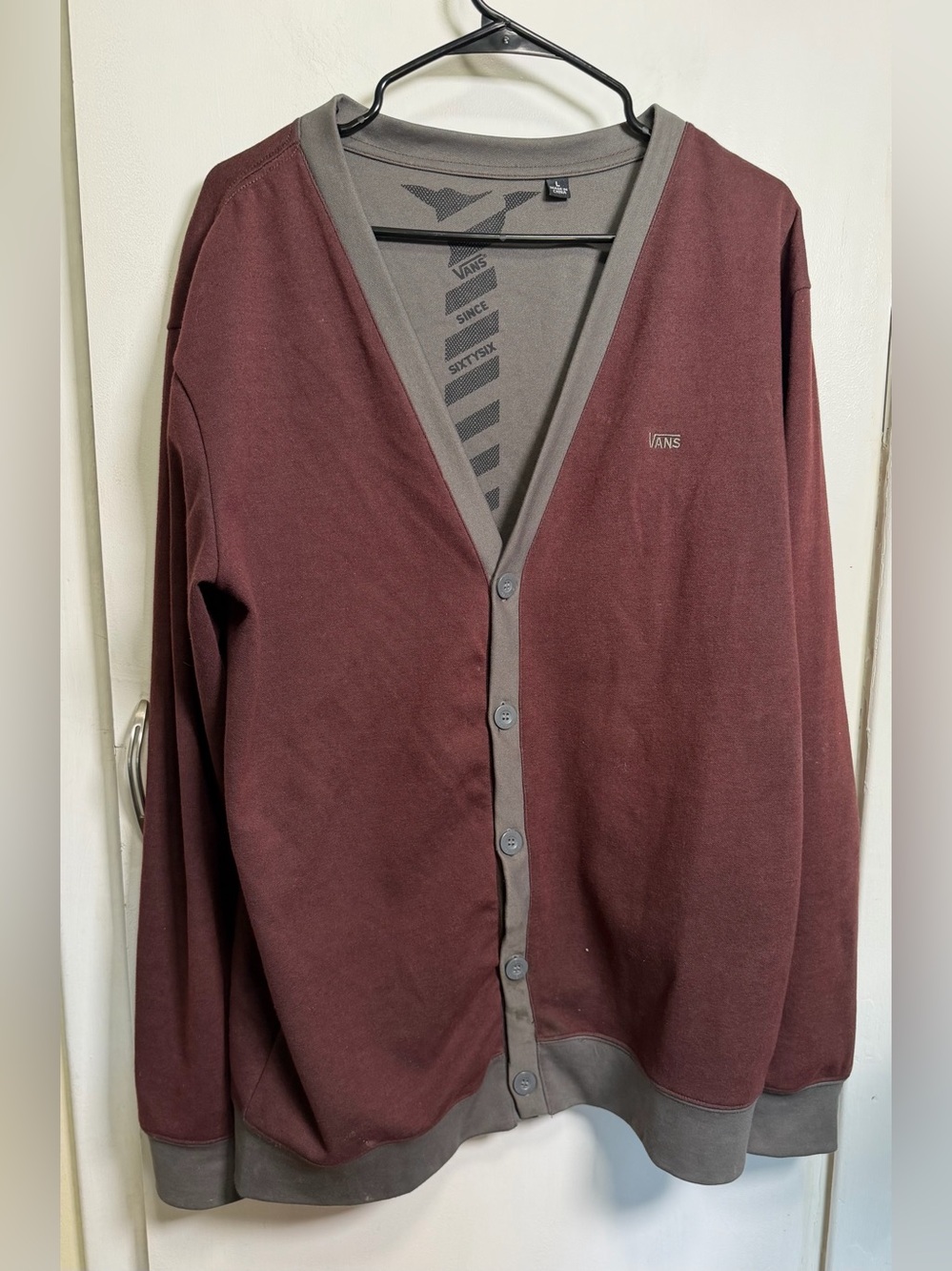 Vans Maroon/Gray Mens Cardigan